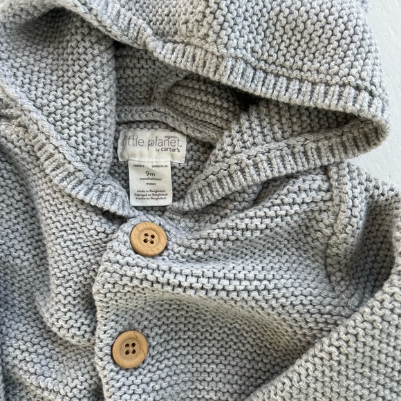Little Planet by Carters Baby Cardigan ( Gray) 9 months - Picture 4 of 5